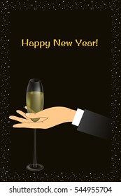 glass of champagne in hand