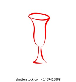 a glass of champagne icon. Element for mobile concept and web apps. Thin line icon for website design and development, app development. Icon with red lines with different wide on white background