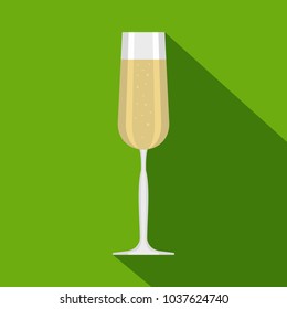 Glass of champagne icon. Flat illustration of glass of champagne vector icon for web