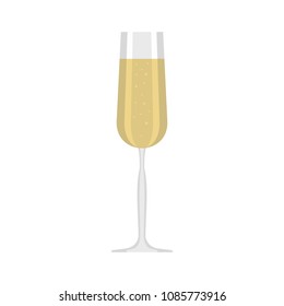 Glass of champagne icon. Flat illustration of glass of champagne vector icon for web