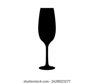 Glass of champagne icon silhouette. Black isolated glass of champagne vector design and illustration.

