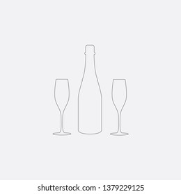 glass and champagne icon vector