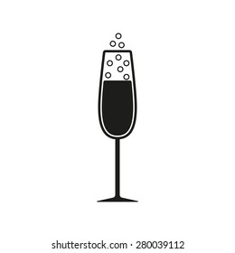 The glass of champagne icon. Wine symbol. Flat Vector illustration