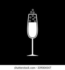 The glass of champagne icon. Wine symbol. Flat Vector illustration