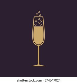 The glass of champagne icon. Wine symbol. Flat Vector illustration