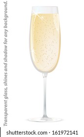 Glass of champagne - isolated on white