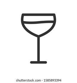 Glass of champagne, linear icon. Editable stroke