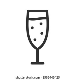 Glass of champagne, linear icon. Editable stroke