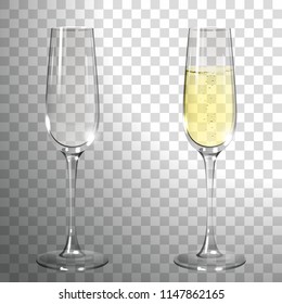 glass of champagne on a transparent background