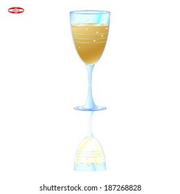 glass of champagne on white background vector