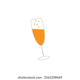 a glass of champagne on a white background