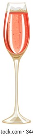 Glass of champagne on white illustration