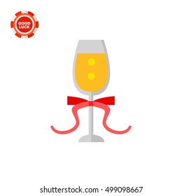 Glass of Champagne with Ribbon Icon