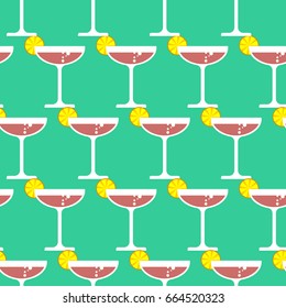 Glass of champagne seamless pattern. Alcohol in glass background. Wine ornament. Cocktail texture
