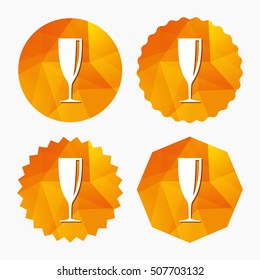 Glass of champagne sign icon. Alcohol drink.