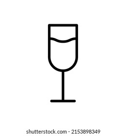 Vidrio de champán simple vector ícono. Diseño plano