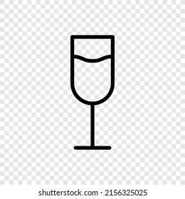 Glass of champagne simple icon vector. Flat design. Transparent grid.