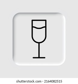 Glass of champagne simple icon vector. Flat design. Neumorphism design.ai