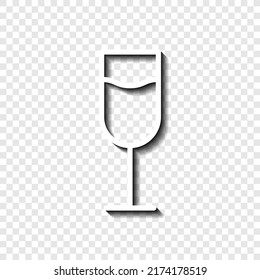 Vidrio de champán simple vector ícono. Diseño plano. Blanco con sombra en la cuadrícula transparente.ai