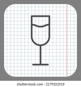 Glass of champagne simple icon vector. Flat design. On graph paper. Grey background.ai