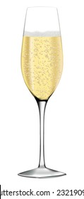 Glass of champagne or sparkling wine - vector drawing isolated