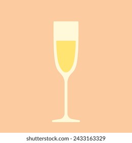 Glass of champagne. Vector flat icon. Best for logo, posters, print, cards, menu concept and branding design.