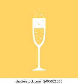 Un vaso de champán. Vector plano. Ideal para logotipo, pósters, impresión, tarjetas, concepto de menú y diseño de marca.