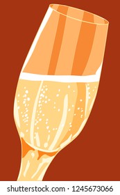 Glass of champagne, vector illustration