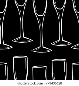 A glass of champagne vector illustration. Doodle style. Design, print, decor, textile, paper
