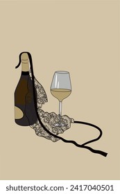 
glass of champagne vector, 
glass of champagne illustration, woman bra vector, champagne illustration 