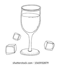 glass of champagne vector line icon, sign, illustration on background, editable strokes. alcohol glass. wine glass conical shape. one line. simplified style, stylization, simple style. glass goblet