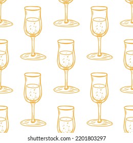a glass of champagne vector seamless pattern on white background