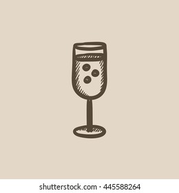 Vidrio del icono de dibujo vectorial del champán aislado en el fondo. Dibujó mano un ícono de copa de champán. Icono de boceto de champán para infografía, sitio web o aplicación.
