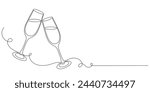 glass of champagne or wine glass line art style illustration vector eps