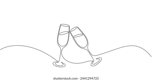 glass of champagne or wine glass line art style illustration vector eps 10	