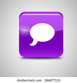 Glass Chat Button Vector Illustration