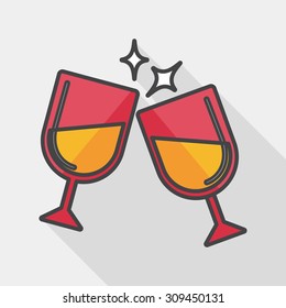 Glass cheers flat icon with long shadow, eps10