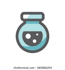 Glass chemical flask Vector icon Cartoon illustration.