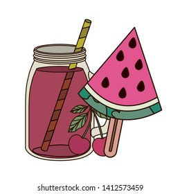 glass with cherry and straw drink