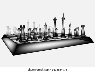 glass chess isolated on a grey background