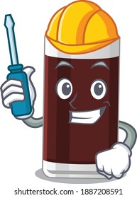 Glass of chocolate caricature design concept worked as an automotive. Vector illustration
