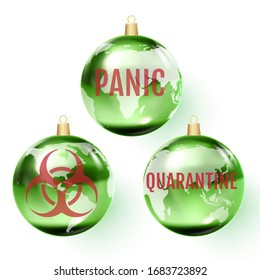 Glass Christmas ball dedicated to the coronavirus pandemic