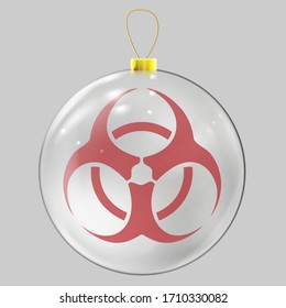 Glass Christmas ball dedicated to the coronavirus pandemic