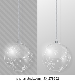 Glass Christmas ball. Design template. Vector illustration