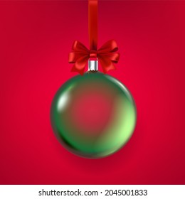 Glass Christmas bauble with satin bow
