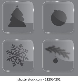 Glass Christmas button vector illustration