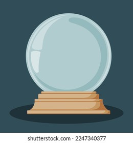 Glass Christmas empty ball on a wooden stand. Vector illustration for festive poster, website header, greeting card, flyer