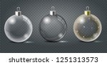 Glass Christmas toys set on a checkered background. Template shiny toy with silver glow. Vector illustration. Isolated object.