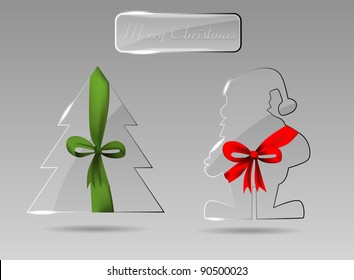 Glass Christmas Tree and Santa eps10