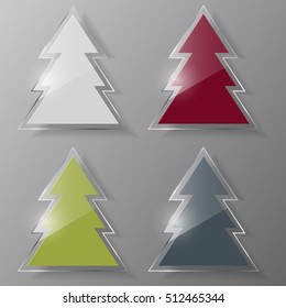 Glass christmas tree set. Vector illustration.
